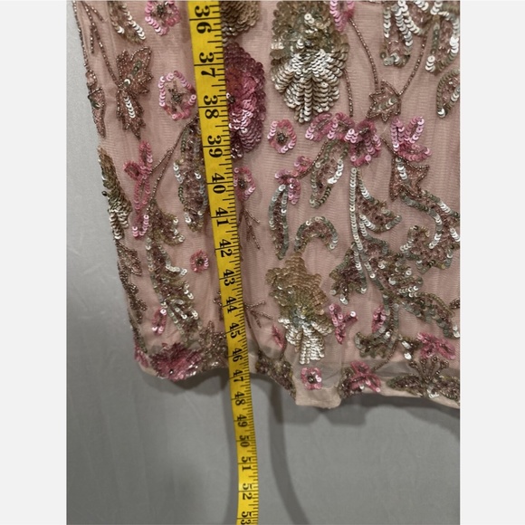 NWT‎ $498 Mac Duggal [ 12 ] Sequined Puff Sleeve High Neck Dress Rose Pink - Picture 7 of 16